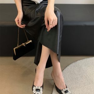 2025 Spring Women's Pointed Toe Slippers with Kitten Heel 35-40
