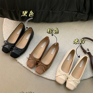 2024 New Style Mary Jane Shoes for Women with Hidden Heel, Bowknot, Ballet Grandma Shoes, Low Top, Slip-On, Non-Slip
